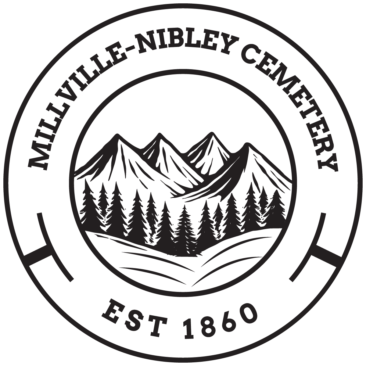 Black silhouette of a tree with a large canopy and a bare trunk.