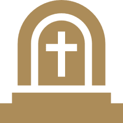 Tombstone icon with cross on top.