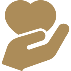Hand holding heart icon on black background.